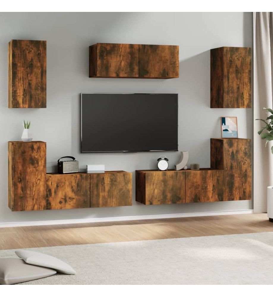 Ensemble de meubles TV 7 pcs Chêne fumé Bois d'ingénierie