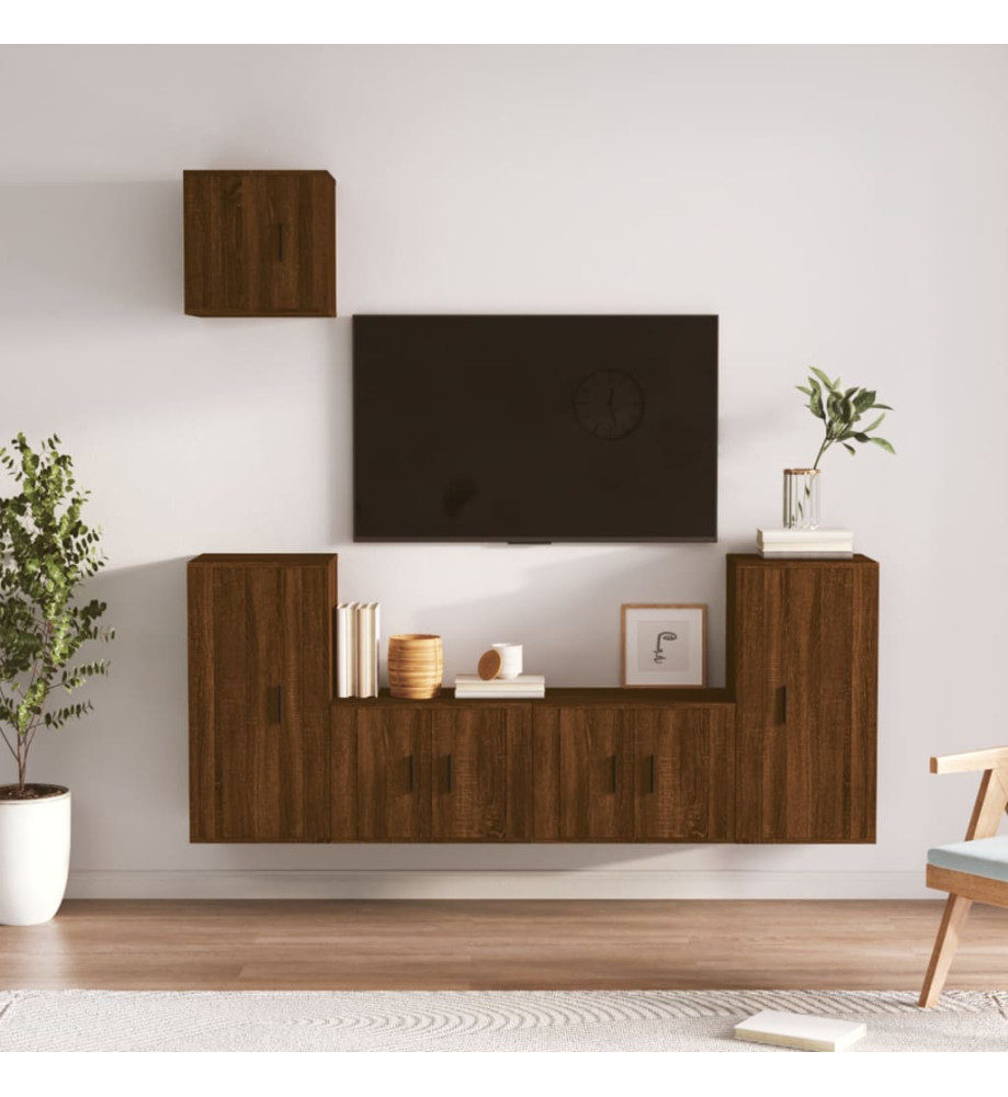 Ensemble de meubles TV 5 pcs Chêne marron Bois d'ingénierie