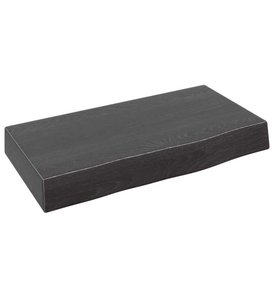 Étagère murale gris foncé 40x20x6 cm bois chêne massif traité