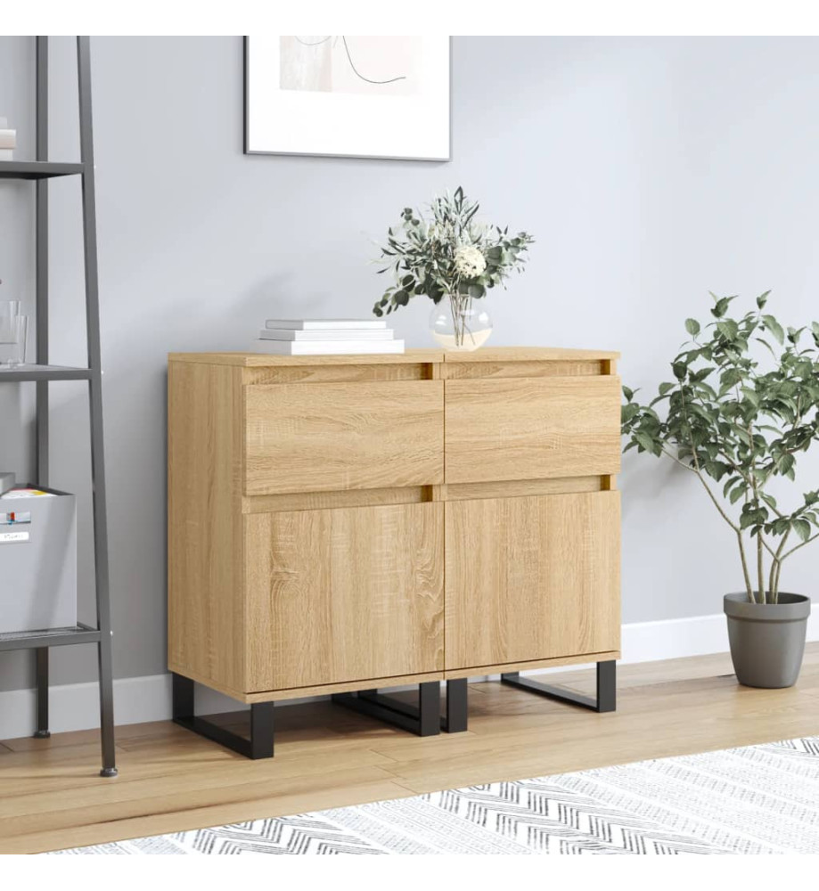 Buffets 2 pcs chêne sonoma 40x35x70 cm bois d'ingénierie Buffets 2 pcs chêne sonoma 40x35x70 cm bois d'ingénierie