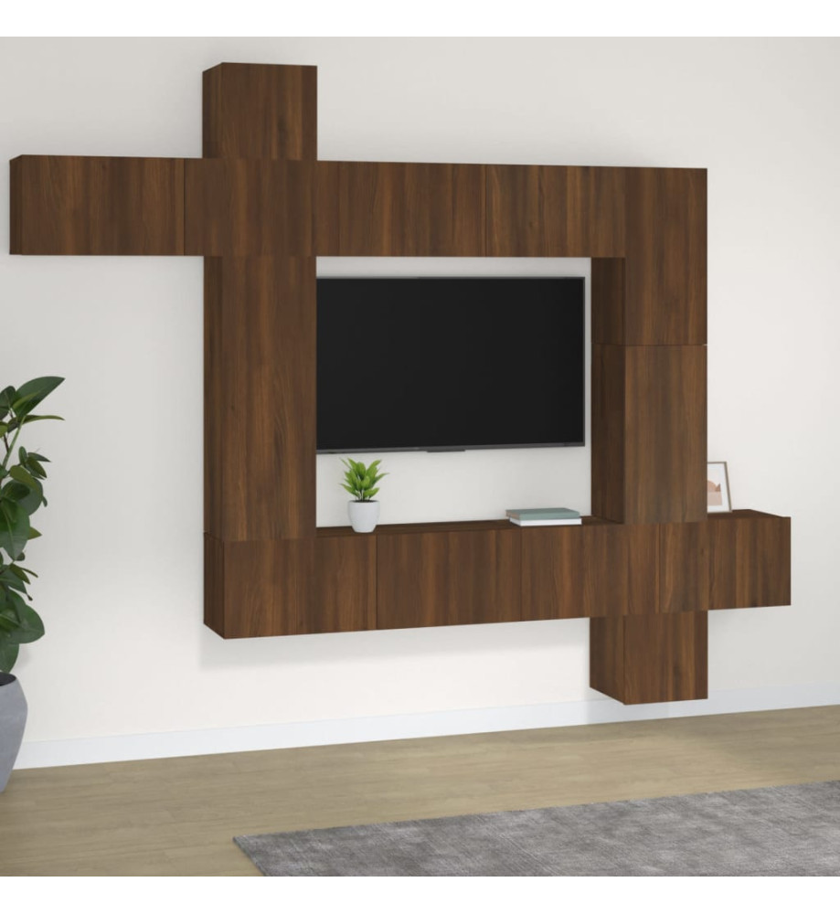 Ensemble de meubles TV 9 pcs Chêne marron Bois d'ingénierie