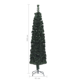 Arbre de Noël artificiel mince et support 240 cm fibre optique