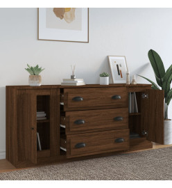 Buffets 3 pcs Chêne marron Bois d'ingénierie