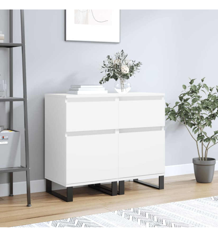 Buffets 2 pcs blanc 40x35x70 cm bois d’ingénierie Buffets 2 pcs blanc 40x35x70 cm bois d’ingénierie