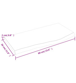 Étagère murale gris foncé 60x30x2 cm bois chêne massif traité