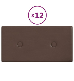 Panneaux muraux 12 pcs Marron 30x15 cm Similicuir 0,54 m²