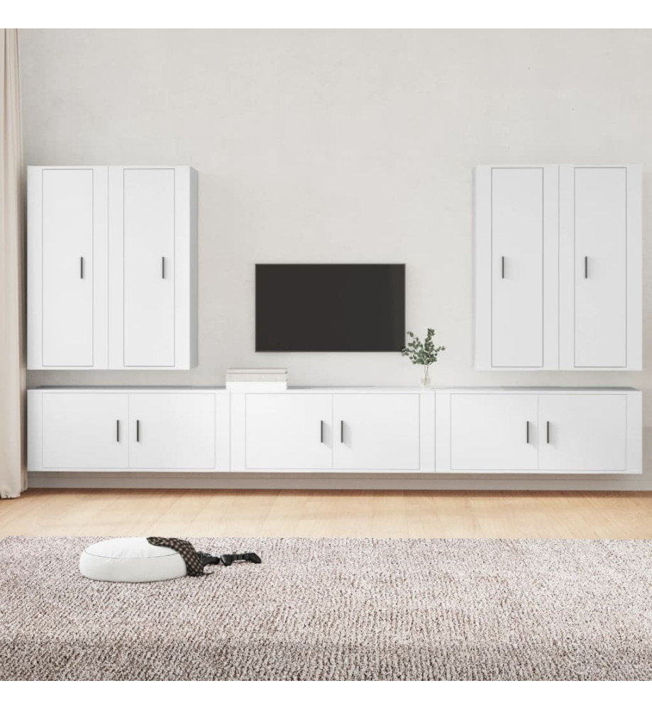 Ensemble de meubles TV 7 pcs Blanc Bois d'ingénierie