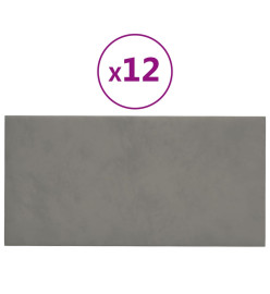 Panneaux muraux 12 pcs Gris clair 30x15 cm Velours 0,54 m²