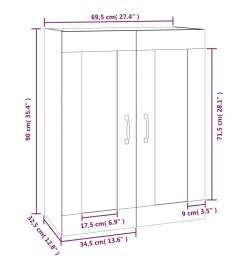 Armoire murale suspendue Chêne marron 69,5x32,5x90 cm