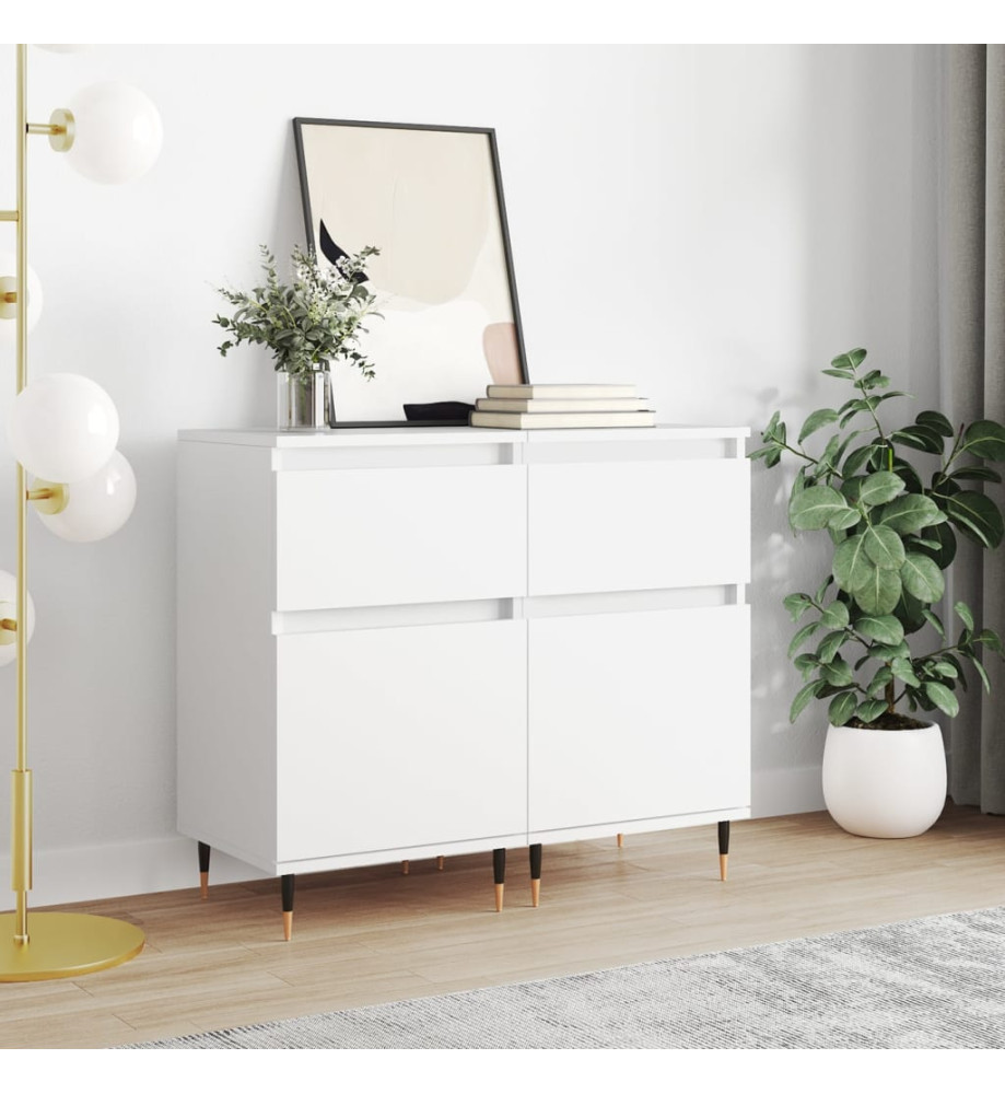 Buffets 2 pcs blanc 40x35x70 cm bois d’ingénierie Buffets 2 pcs blanc 40x35x70 cm bois d’ingénierie
