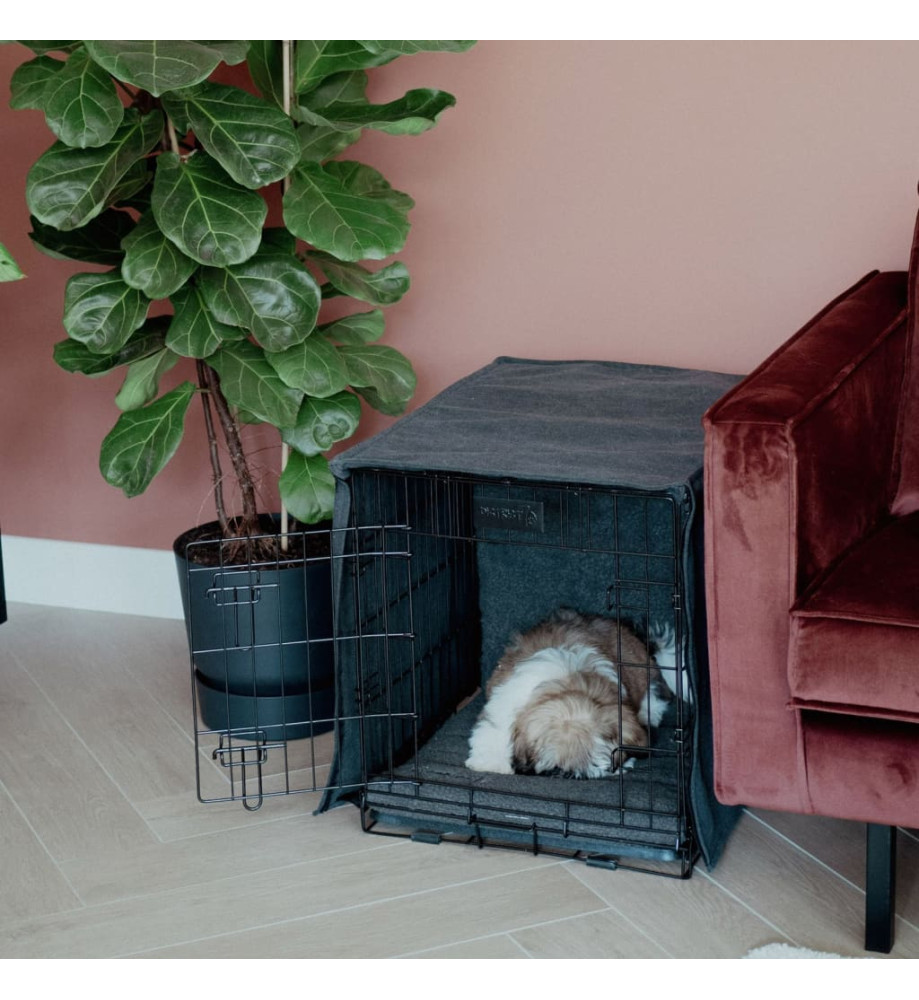 DISTRICT70 Couverture de cage pour chien Gris foncé S