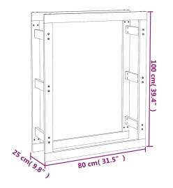 Support pour bois de chauffage Noir 80x25x100 cm Bois de pin