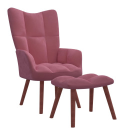 Chaise de relaxation avec repose-pied Rose Velours