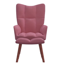 Chaise de relaxation avec repose-pied Rose Velours