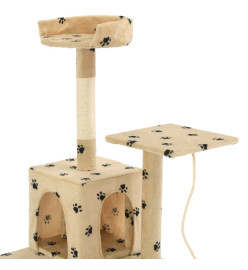 Arbre à chat avec griffoirs en sisal 120 cm Beige Motif pattes