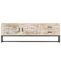 Meuble TV Blanc 140 x 30 x 45 cm Bois d'acacia massif