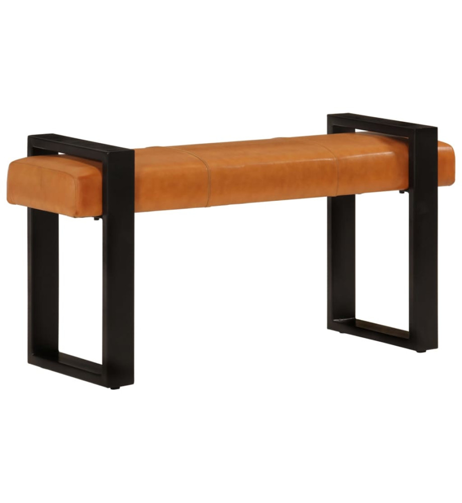 Banc Noir et marron 110 cm Cuir de chèvre véritable