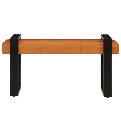 Banc Noir et marron 110 cm Cuir de chèvre véritable