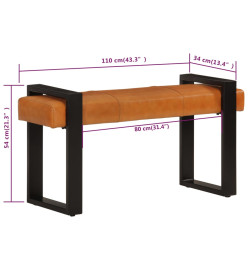 Banc Noir et marron 110 cm Cuir de chèvre véritable