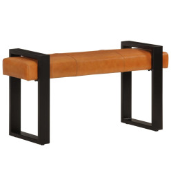 Banc Noir et marron 110 cm Cuir de chèvre véritable