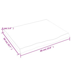 Dessus de table 60x50x4 cm bois de chêne massif non traité