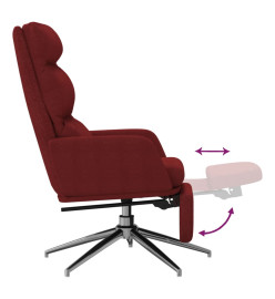 Chaise de relaxation avec repose-pied Rouge bordeaux Tissu