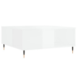 Table basse blanc brillant 80x80x36,5 cm bois d'ingénierie