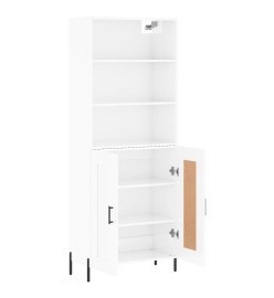 Buffet haut Blanc brillant 69,5x34x180 cm Bois d'ingénierie
