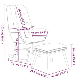 Chaise à bascule avec repose-pied Rouge bordeaux Tissu