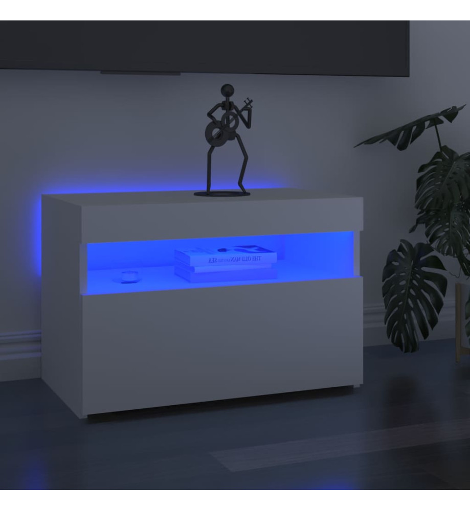 Meubles TV avec lumières LED 2 pcs Blanc 60x35x40 cm