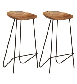 Tabourets de bar lot de 2 bois d'acacia massif