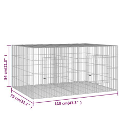 Cage à lapin 2 panneaux 110x79x54 cm Fer galvanisé