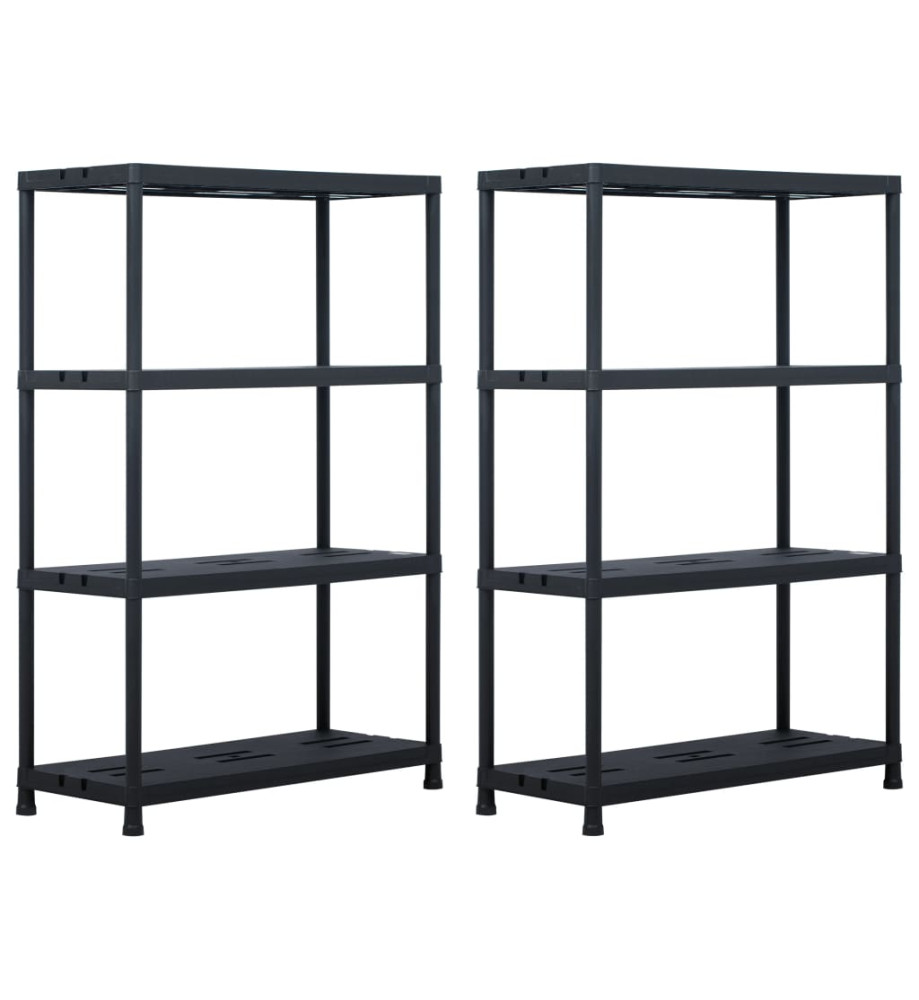 Étagères de rangement 2 pcs Noir 220 kg 90x40x138 cm Plastique