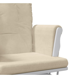 Chaise berçante avec repose-pied Blanc crème Tissu