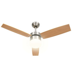 Ventilateur de plafond lampe et télécommande 108cm Marron clair