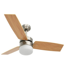 Ventilateur de plafond lampe et télécommande 108cm Marron clair