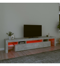 Meuble TV avec lumières LED Gris béton 215x36,5x40 cm