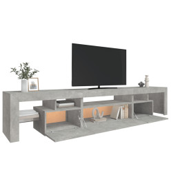 Meuble TV avec lumières LED Gris béton 215x36,5x40 cm