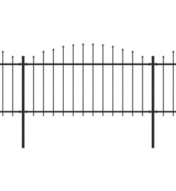 Clôture de jardin à dessus en lance Acier (1,25-1,5)x13,6m Noir