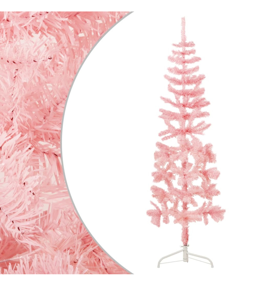 Demi sapin de Noël artificiel mince avec support Rose 180 cm