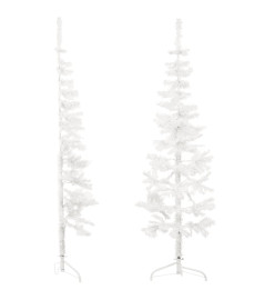 Demi sapin de Noël artificiel mince avec support Blanc 150 cm