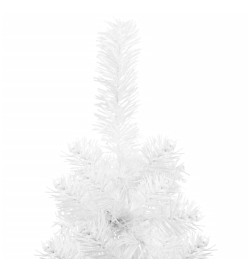 Demi sapin de Noël artificiel mince avec support Blanc 150 cm