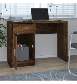 Bureau avec tiroir et armoire Chêne fumé 100x40x73 cm