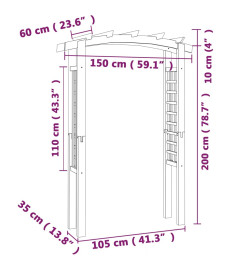 Voûte en treillis 150x60x210 cm Bois