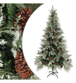 Sapin de Noël avec pommes de pin Vert et blanc 225 cm PVC et PE