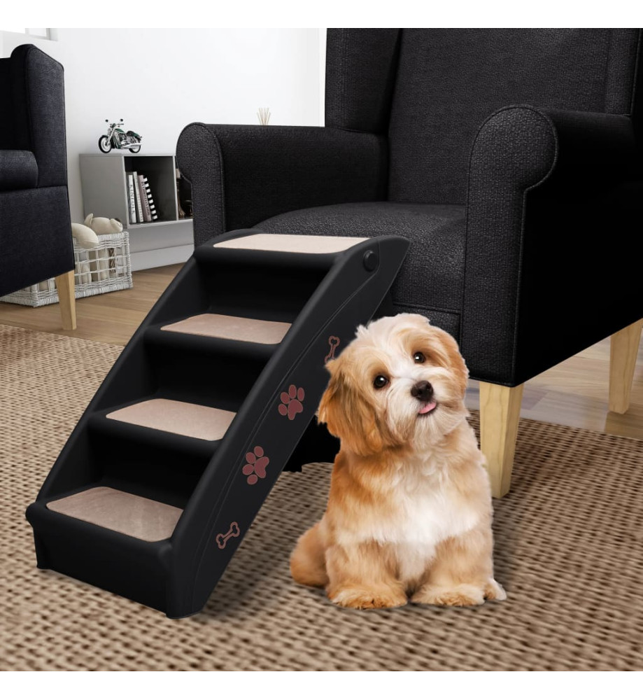 Escaliers pliables pour chiens Noir 62x40x49,5 cm