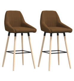 Tabourets de bar lot de 2 marron tissu