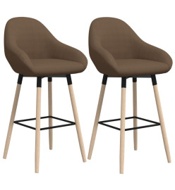 Tabourets de bar lot de 2 marron tissu