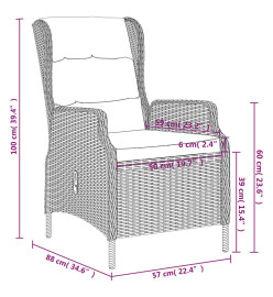 Ensemble de salle à manger de jardin 5 pcs Gris clair