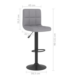 Tabourets de bar lot de 2 gris clair tissu